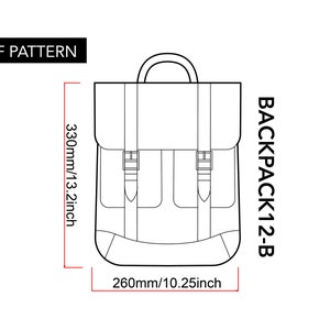 Leather backpack pattern with video tutorial size small/laptop bag pattern with instrutcion leathercraft diy template stitching marks