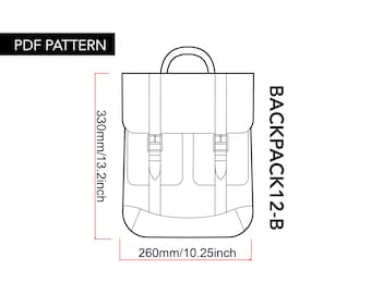 Leather backpack pattern with video tutorial size small/laptop bag pattern with instrutcion leathercraft diy template stitching marks