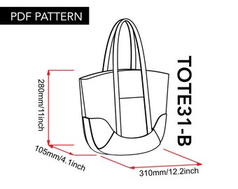 Leather tote bag pattern video tutorial/leather bag sewing template/leathercraft pattern PDF/unique gift diy/zipper tote bag pattern