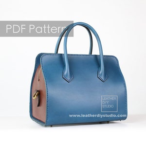 Leather Boston bag pattern LARGE with video instruction included/Build along pattern leather bag/how to video tutorial leather purse pattern