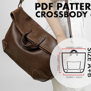 Bundle-Weich Leder Crossbody Tragetasche Muster/ Video Anleitung / Einzigartiges DIY Geschenk / Ledertasche Muster / Tasche PDF-Vorlage / Stichloch markiert