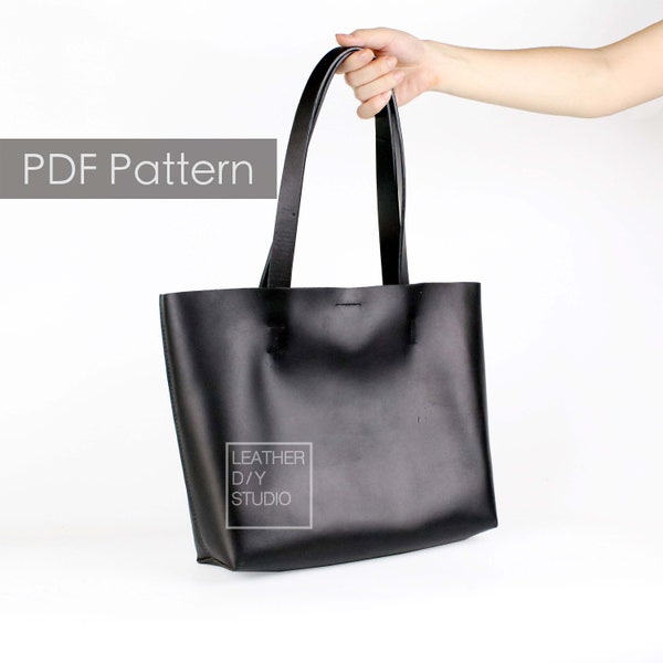 Leather tote bag pattern 14inch/instruction/Womens tote bag/shopper bag pattern/Tote template/Leather bag pattern/Hand sewing/DIY gift pdf