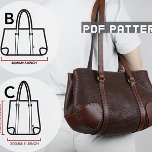 3 sizes bundle Leather bag PDF pattern video tutorial /Shoulder tote bag pattern/purse sewing Pattern/instruction patten/gift DIY Pattern