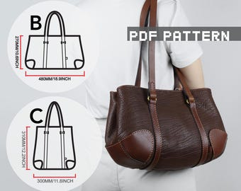 3 sizes bundle Leather bag PDF pattern video tutorial /Shoulder tote bag pattern/purse sewing Pattern/instruction patten/gift DIY Pattern