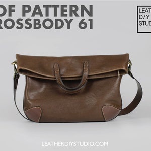 Weiche Leder Crossbody Tote Bag Pattern Large / Video Anleitung / Einzigartiges DIY Geschenk / Ledertasche Muster / PDF-Vorlage / Markiertes Einstichloch
