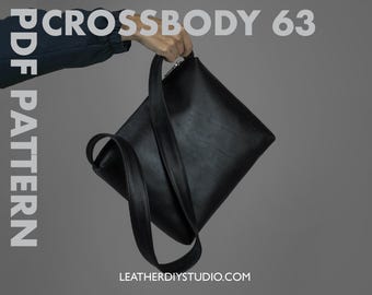Minimalist Leather Zipper Crossbody bag PDF pattern instruction/Shoulder Bag/Purse template/Machine sewing/LeatherCraft Pattern/Gift DIY