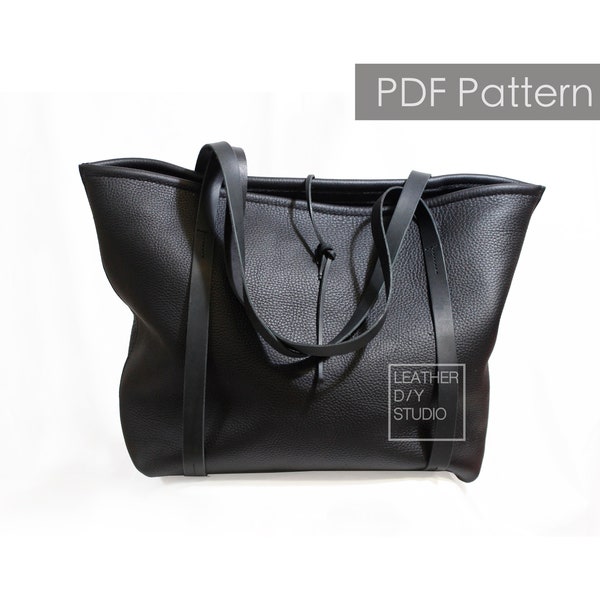 Leather tote bag pattern instruction included/Build along patterns/How to pattern/pdf pattern/Leather pattern/tote template