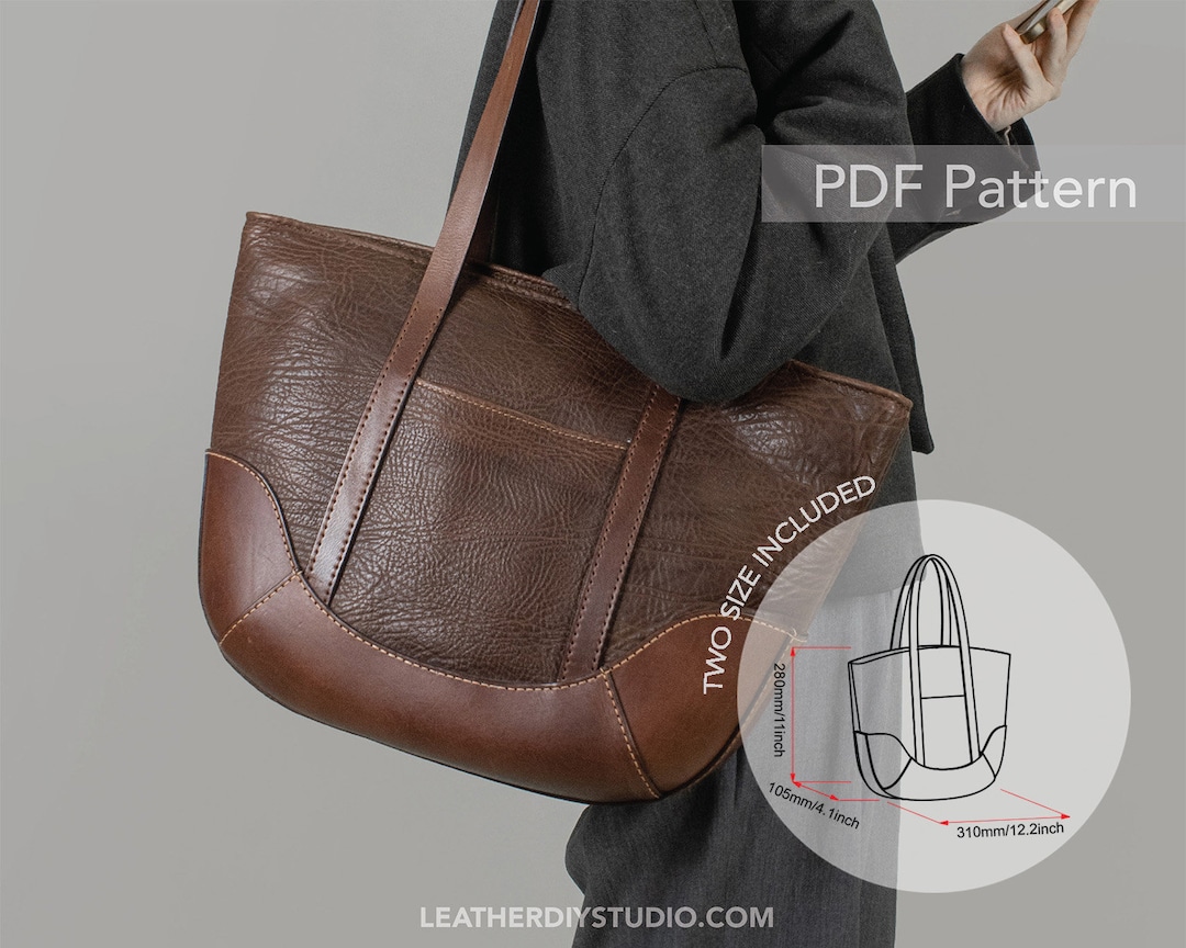 Leather Tote Bag Pattern Bundle Two Size Variation Video Tutorial/leather Bag Sewing Pattern