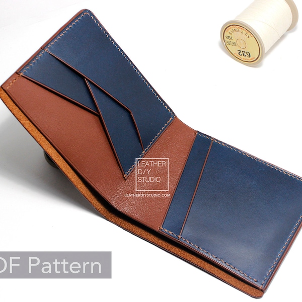 leather wallet pattern with instruction/minimal wallet/slim wallet pattern/leathercarft pattern/pdf pattern/wallet template/DIY pattern