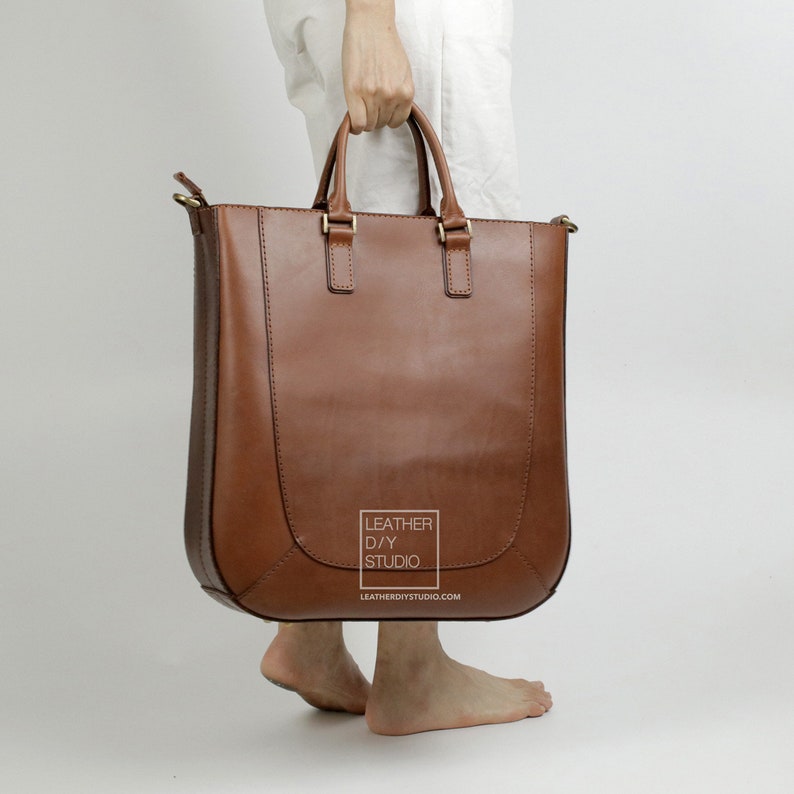 Leather tote bag pdf pattern video instruction included/how to pattern /tutorial bag Pattern template/PDF Pattern/sewing pattern image 3