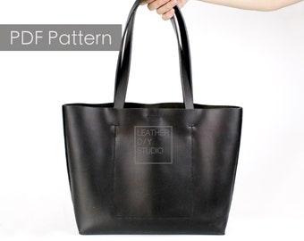 Leather tote bag pattern 12inch/instruction/womens tote bag/shopper bag pattern/tote template/Leather bag pattern/hand sewing/diy gift pdf