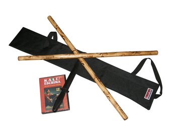WF0530S  Complete Escrima Kali Arnis Rattan Stick Set: Weapons Case Knife DVD