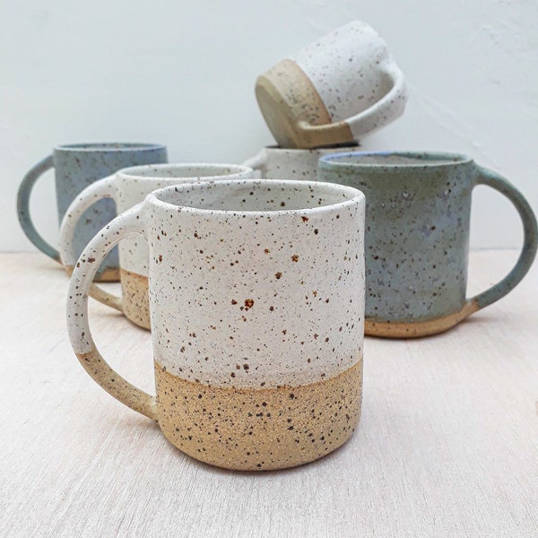 Freckled Pint Mug WHITE - Large Handmade Pottery Coffee Cup