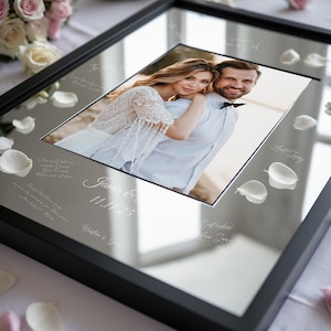 Custom Wedding Guest Book Alternative Sign | Engravable Photo Mat Frame with Signatures | Personalized Wedding Decor and Welcome Sign
