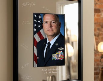 Personalized Air Force Retirement Gift: Engraved Signature Photo Mat