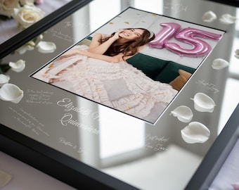 Quinceañera Guest Book | Quinceañera Book Personalized Guestbook | Guest Register | Signature Frame | Sign In Book | Quinceañera Gift