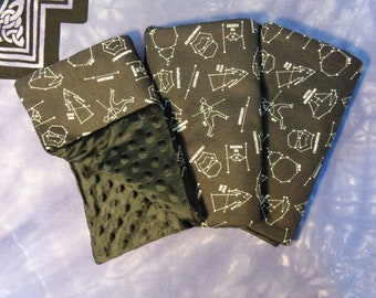 Burp Cloth - Made From Star Wars Fabric - Constellations w/ Black Minky Dot- Set of 3