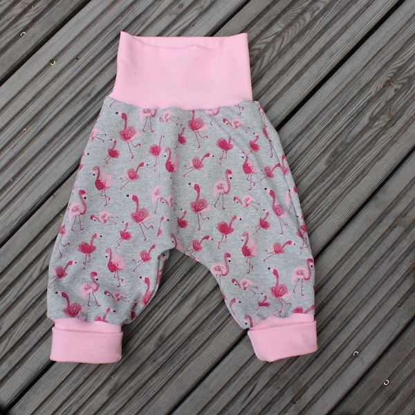 sofort lieferbare Pumphose, Mitwachshose, Checkerhose rosa Gr. 62/68 mit Flamingos