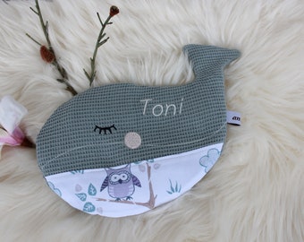 Wärmekissen Baby personalisiert,Körnerkissen,Wal Kissenbezug mit Traubenkerninlett, personalisiertes Wärmekissen mit extra Inlett,Geschenk