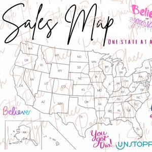 Sales Map Staaten Motivational Mindset Ziele Träume Business PDF Digital Download File