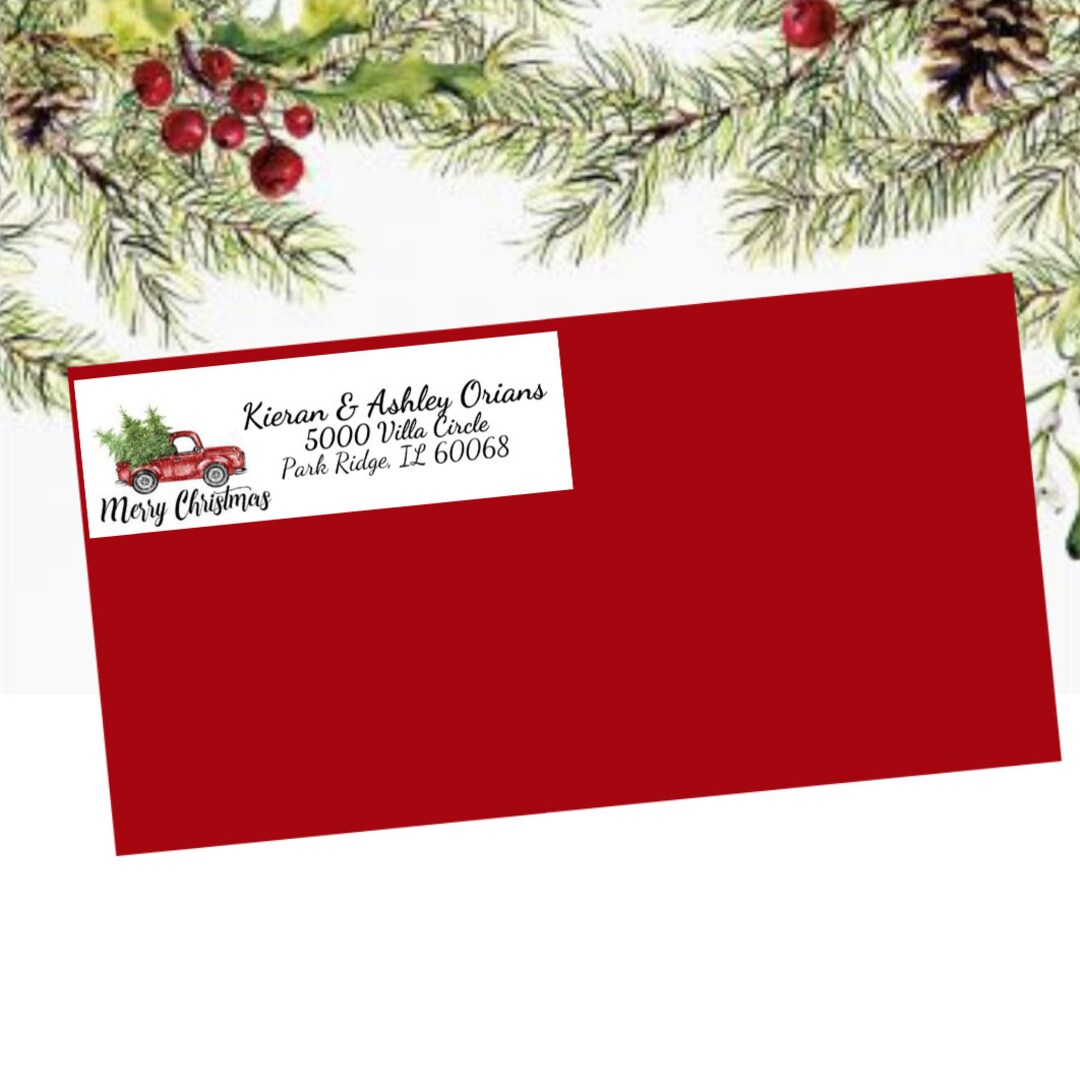 merry-christmas-mailing-address-labels-tree-pickup-truck-etsy