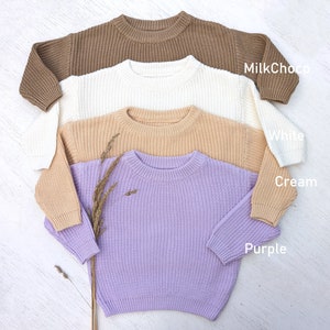 Oversize Strickpullover Kleinkind Chunky Sweater unisex bio Baumwolle Purple