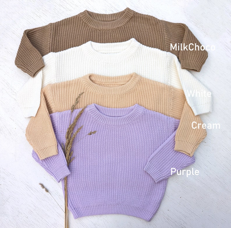 Oversize Strickpullover Kleinkind Chunky Sweater unisex bio Baumwolle Purple