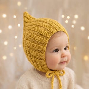 Baby Pixie Mütze – Alpaka Mix Strick Bonnet – Weiche Frühlingsmütze – Unisex Neugeborene & Kleinkinder – Oster Outfit
