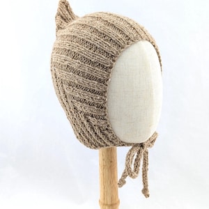 Bonnet bébé lutin – Bonnet en maille d'alpaga mélangée – Bonnet doux de printemps – Unisexe nouveau-né et enfant