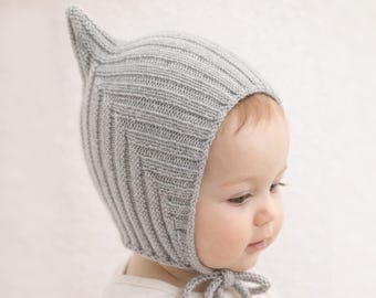 ベビーアルパカ ピクシーボンネット | 手編みベビー＆幼児用帽子 | 100% ベビーアルパカ | ユニセックス エルフハット | 新生児ギフト