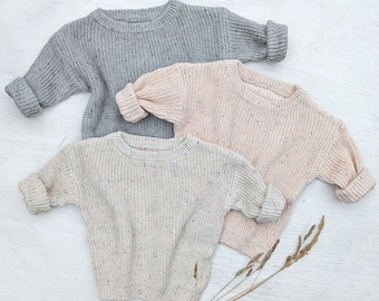 Sprinkle knit Chunky Sweater/ organic cotton baby sweater/ Oversized baby sweater / neutral color Baby Sweater/ Unisex Baby Sweater