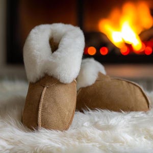 Pantoufles en peau de mouton véritable - Chaussons d'intérieur confortables et chauds pour un confort ultime - Semelle souple