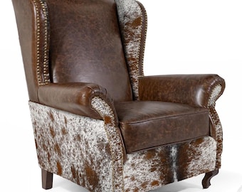 Leather Wingback Chair – Handmade Leather Armchair - Western Style