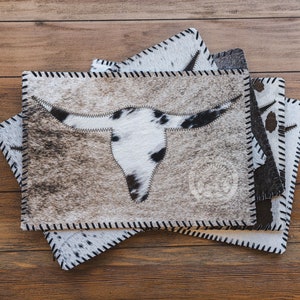 Cowhide Placemats - Assorted Tones - Longhorn
