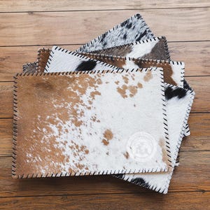 Cowhide Placemats - Rustic Elegance for Your Table - Assorted Tones - Dining Table Decor