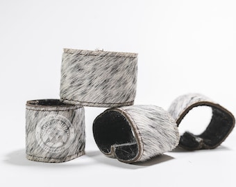 Cowhide Napkin Holder - Napkin Rings - Set of 4