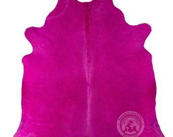Dyed Pink Fuccia Cowhide Rug - Size 6x7-8'