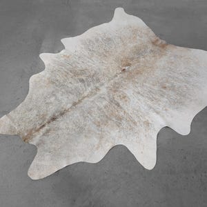 Brindle Light Beige and Gray Cowhide Rug - Size 8.3X6.11' - Actual Picture