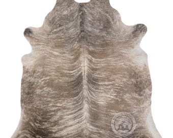 Exotic Brindle Cowhide Rug: Light Beige Natural Hair-On Hide