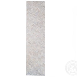 Tapis de passage en patchwork de peau de vache - Tapis de couloir à motif de chevrons 3 x 12 pi - long tapis en cuir pour une entrée, une ferme et une décoration rustique