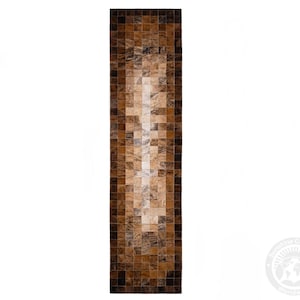 Handmade Patchwork Cowhide Runner | Tricolor Western Farmhouse Rug (2.5x8')