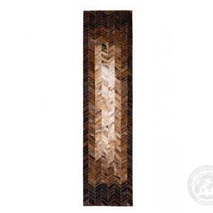 Chevron Cowhide Patchwork Runner Rug - Brazilian Leather