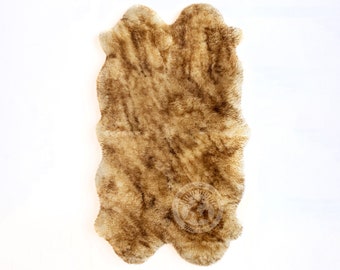 Real Sheepskin Rug, Size 3x6' - Brown Sheepskin - Soft Hair