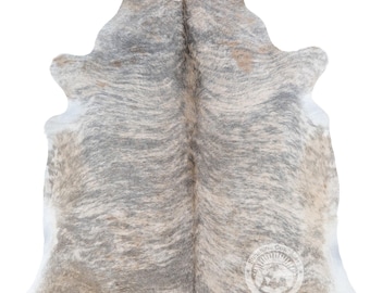 Brindle Cowhide Rug - Greyish Beige, Brazilian Leather