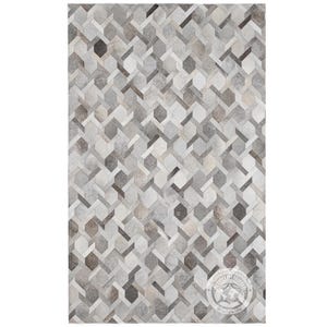 Cowhide Patchwork Rug: Grey Tones Leather Carpet (6x8&#39;)