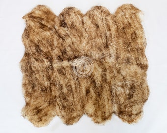 Alfombra gigante de piel de oveja - Marrón con puntas - Pelo grueso - Piel de oveja real