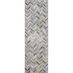 Patchwork Runner - Hair on Hide Leather Carpet - Size 2.5x8&#39;