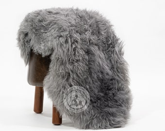 Premium Sheepskin Rug, Grey - Thick Hair