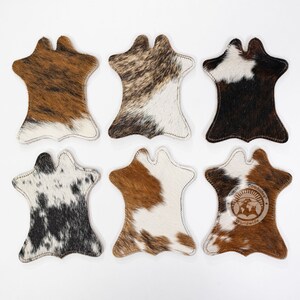 Handmade Cowhide Coasters – Natural Hair-On Leather Coasters – Rustic Home Decor - Drink Holder - Table Decoration