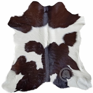 Real Calfskin Rug Brown and White - Calfskin Rug - Calfskin Hide - Size 3x3&#39;